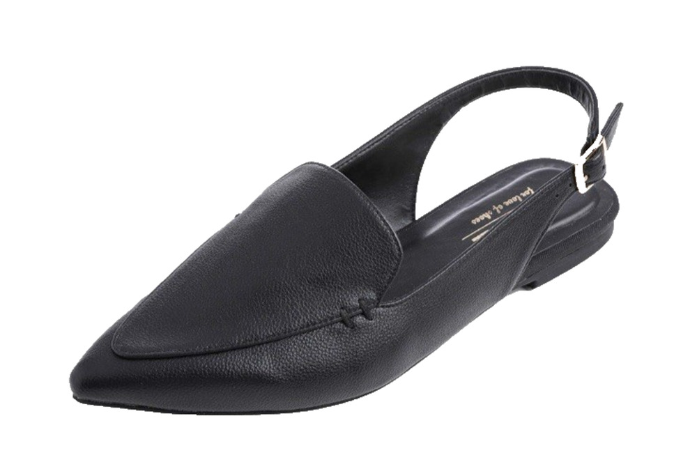 Feversole Womens 8.5 Black Flats Pointed Toe Mules Casual Slingback Loafers NWOT
